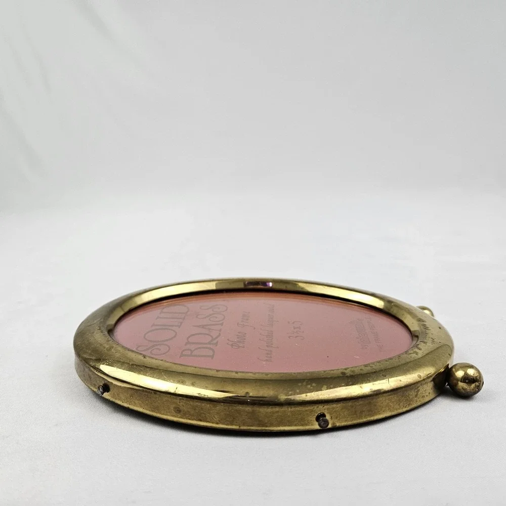 Oval Brass Picture Frame Footed w/Easel Hand Polished Lacquered